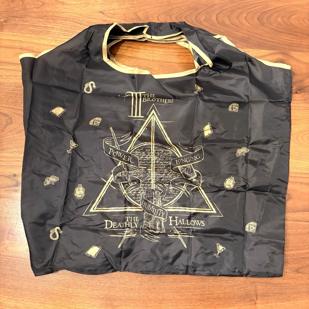Harry Potter Deathly Hallows Black Gold Reusable Travel Tote Bag SHEIN X NEW